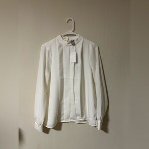 New Pleated Woman’s White Blouse